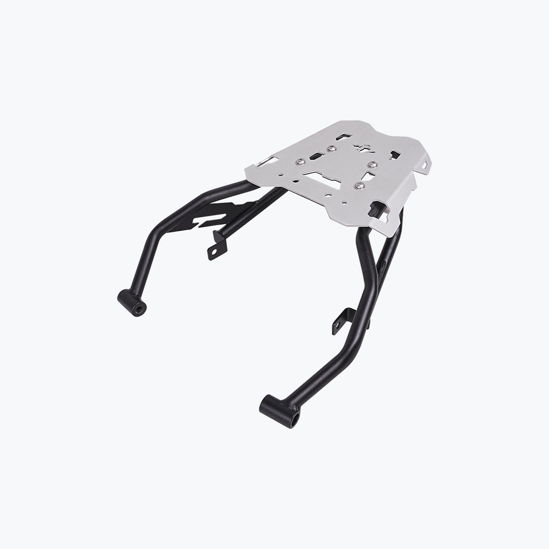 Legundary Gopher luggage carrier black and silver installed on Hero Xpulse 210 rear