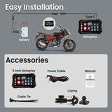 Autofy Motoplay 5 Inch Waterproof Motorcycle Navigation CarPlay Screen with Quick Detachable Mount