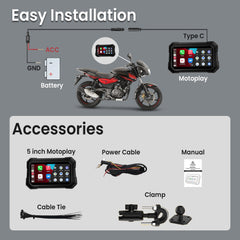 Autofy Motoplay 5 Inch Waterproof Motorcycle Navigation CarPlay Screen with Quick Detachable Mount