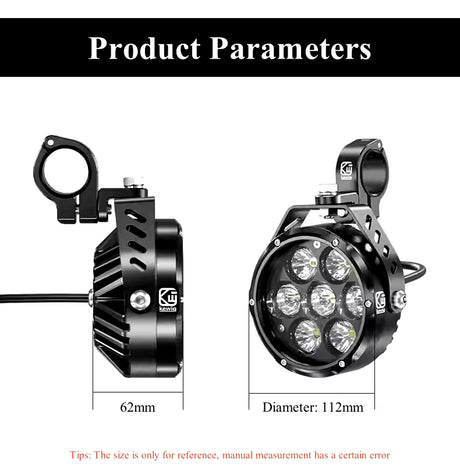 LBC Moto Kewig K7 180W motorcycle auxiliary lights 18000 lumens LED fog lights dual color waterproof spotlight