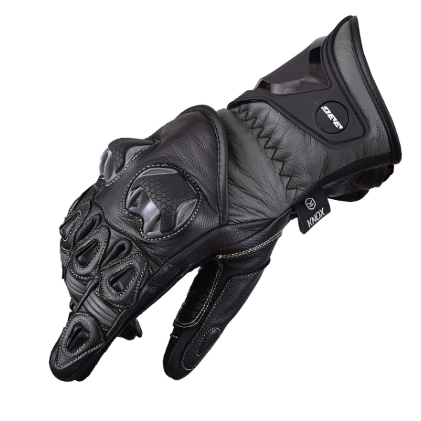 BBG TourPro Knox black and grey leather motorcycle riding gloves