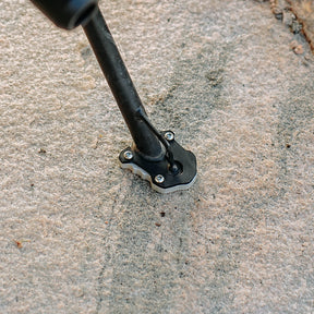 Legundary Custom KTM 390 Enduro R Fortis Side Stand Base black silver mild steel aluminium parking support plate