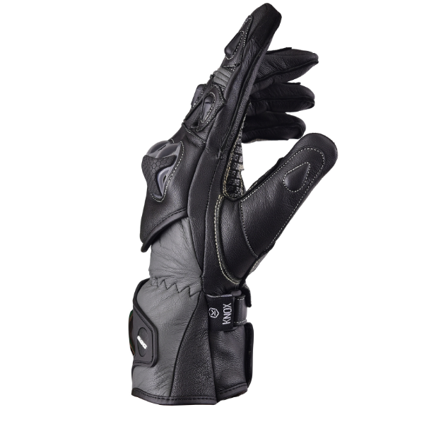 BBG TourPro Knox black and grey leather motorcycle riding gloves