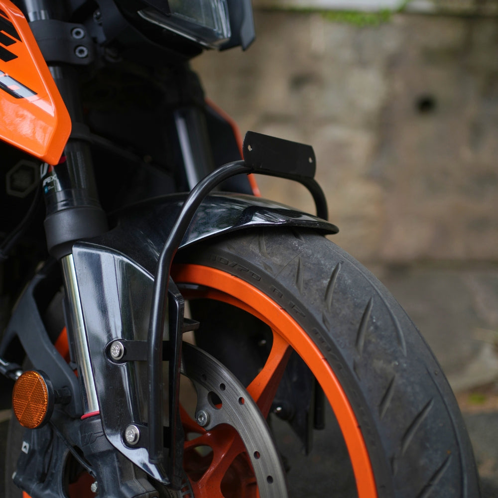 Hyperrider Front Number Plate Relocator for KTM Duke 390 Gen 3 Front Fender Mount Black Orange