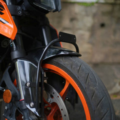 Hyperrider Front Number Plate Relocator for KTM Duke 390 Gen 3 Front Fender Mount Black Orange