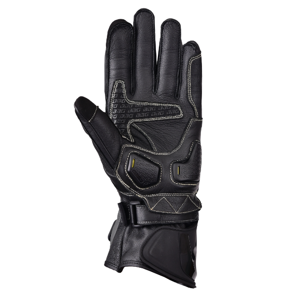 BBG TourPro Knox black and grey leather motorcycle riding gloves