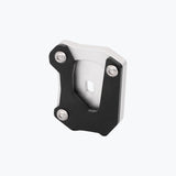 Legundary Custom Fortis side stand base for Honda NX500 in silver aluminium, foot extension plate designed for stable parking support and enhanced ground grip.