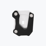 Legundary Custom Fortis side stand base for Honda NX500 in silver aluminium, foot extension plate designed for stable parking support and enhanced ground grip.