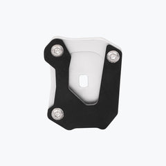 Legundary Custom Fortis side stand base for Honda NX500 in silver aluminium, foot extension plate designed for stable parking support and enhanced ground grip.
