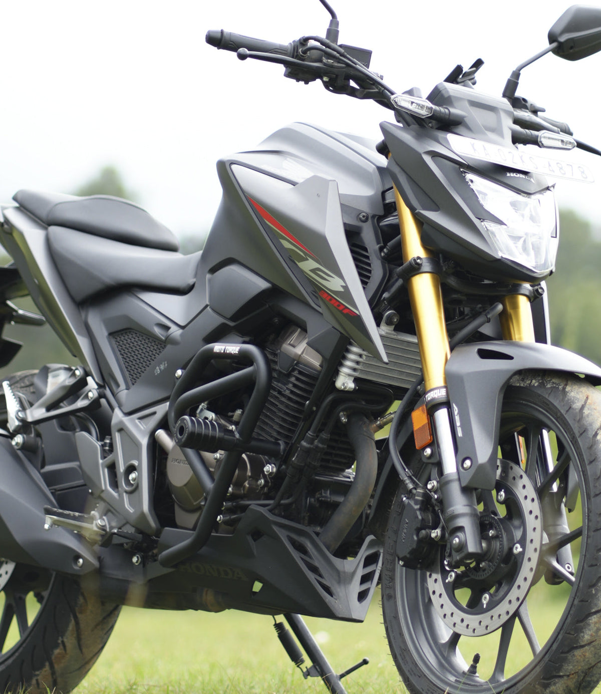 Moto Torque heavy duty crash guard for Honda CB300F with sliders and engine protection accessory