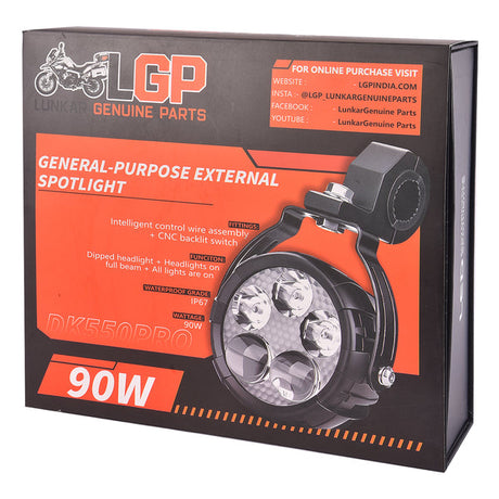 LGP DK-550 PRO 90W LED spotlight for bike and car waterproof auxiliary fog light dual beam driving lamp