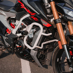 Legundary Custom Thanos Crash Guard with Slider White for TVS Apache RTR 310 Mild Steel Engine Protection Guard