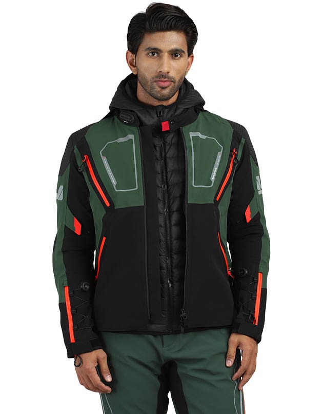 Royal Enfield Streetwind Eco 2 Riding Jacket in Yellow Navy and Olive