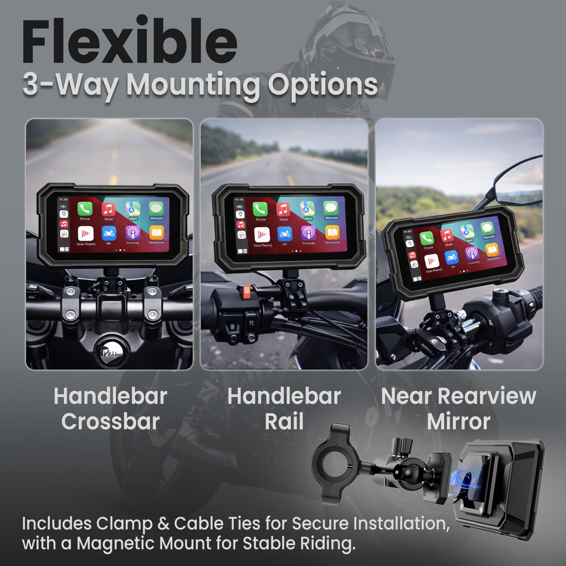 Autofy Motoplay Pro 5 Inch Waterproof Motorcycle Navigation Screen with TPMS and Wireless CarPlay