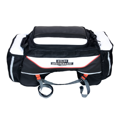 BBG TourPro 60L motorcycle tail bag with bottle holders and storage pockets