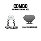 Legundary Custom Carrier LCB Backrest Combo Triumph Speed 400 Black Silver Rexine Comfort Setup