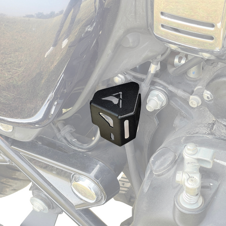 Auto Engina Rear Brake Oil Reservoir Cover for Royal Enfield Meteor 350 in Textured Black 1.5mm Mild Steel
