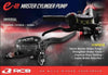 RCB E2 Series black 14mm right-hand master brake pump with transparent reservoir, 01BP001B