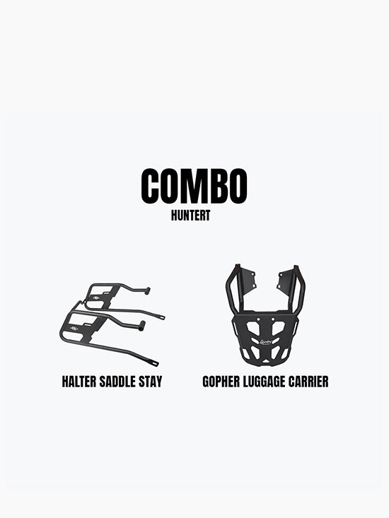Legendary Custom Hunter Gopher Luggage Carrier & Halter Saddle Stay Combo – Durable Rear Motorcycle Luggage Support