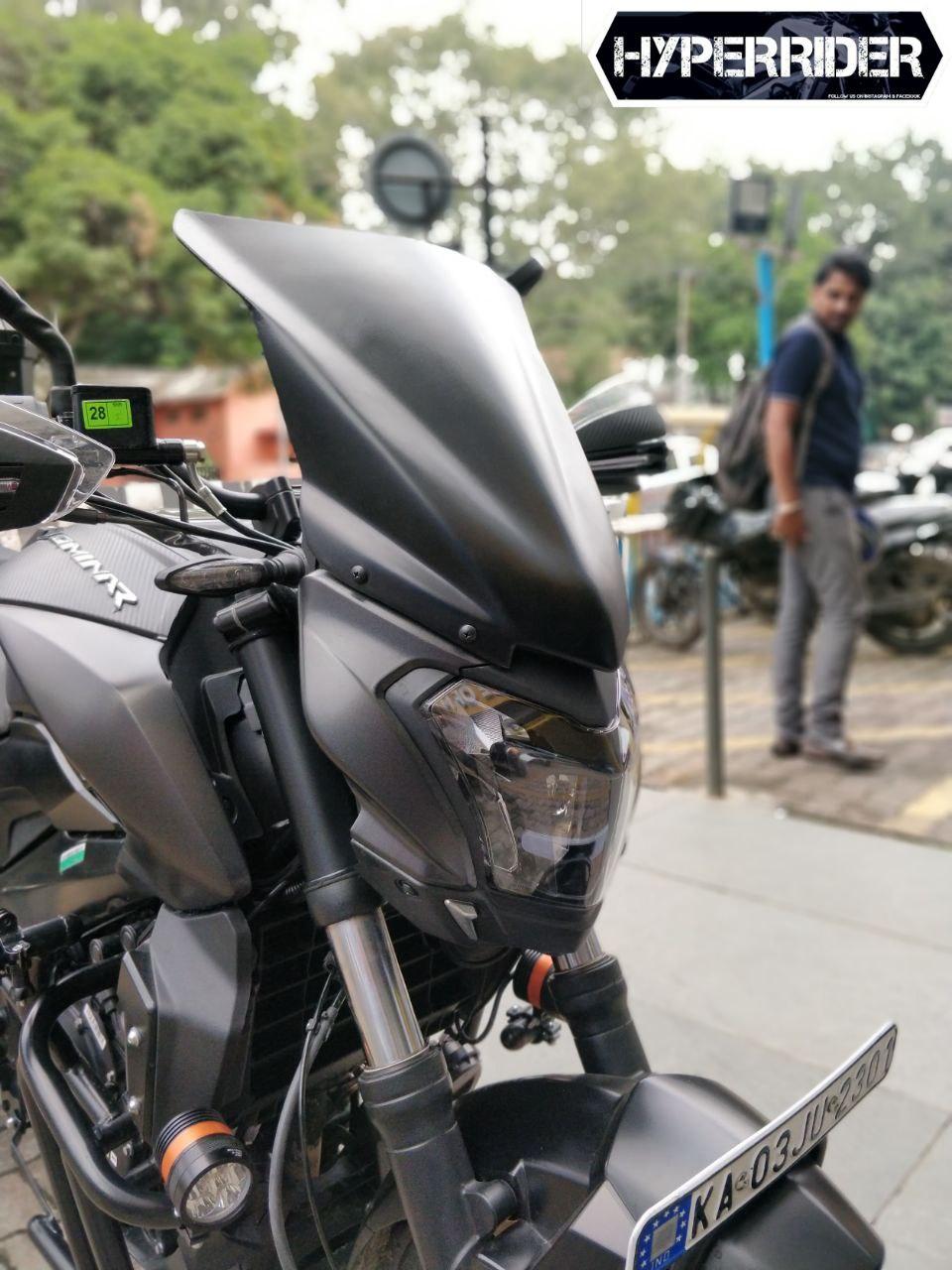 Hyperrider Type 2 windshield for Bajaj Dominar 250 and Dominar 400 aerodynamic touring windscreen in matte and glossy finish