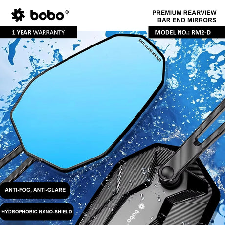 BOBO RM2-D premium motorcycle bar end mirror anti glare anti fog 360 degree adjustable rear view mirror bike