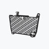 Legundary Custom Vector V2 radiator grill for Honda NX500 in black aluminium, durable engine guard protector and heat shield with precision fit.