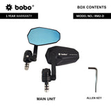 BOBO RM2-D premium motorcycle bar end mirror anti glare anti fog 360 degree adjustable rear view mirror bike