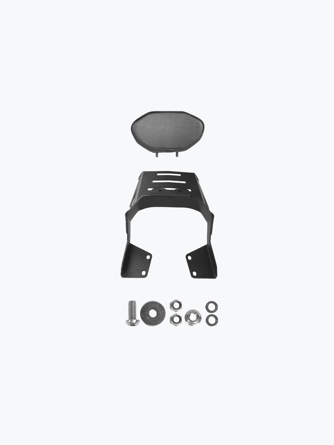 Legundary Custom Hunter 350 back rest with carrier black mild steel Rexine pillion support