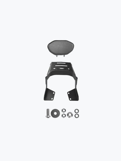 Legundary Custom Hunter 350 back rest with carrier black mild steel Rexine pillion support