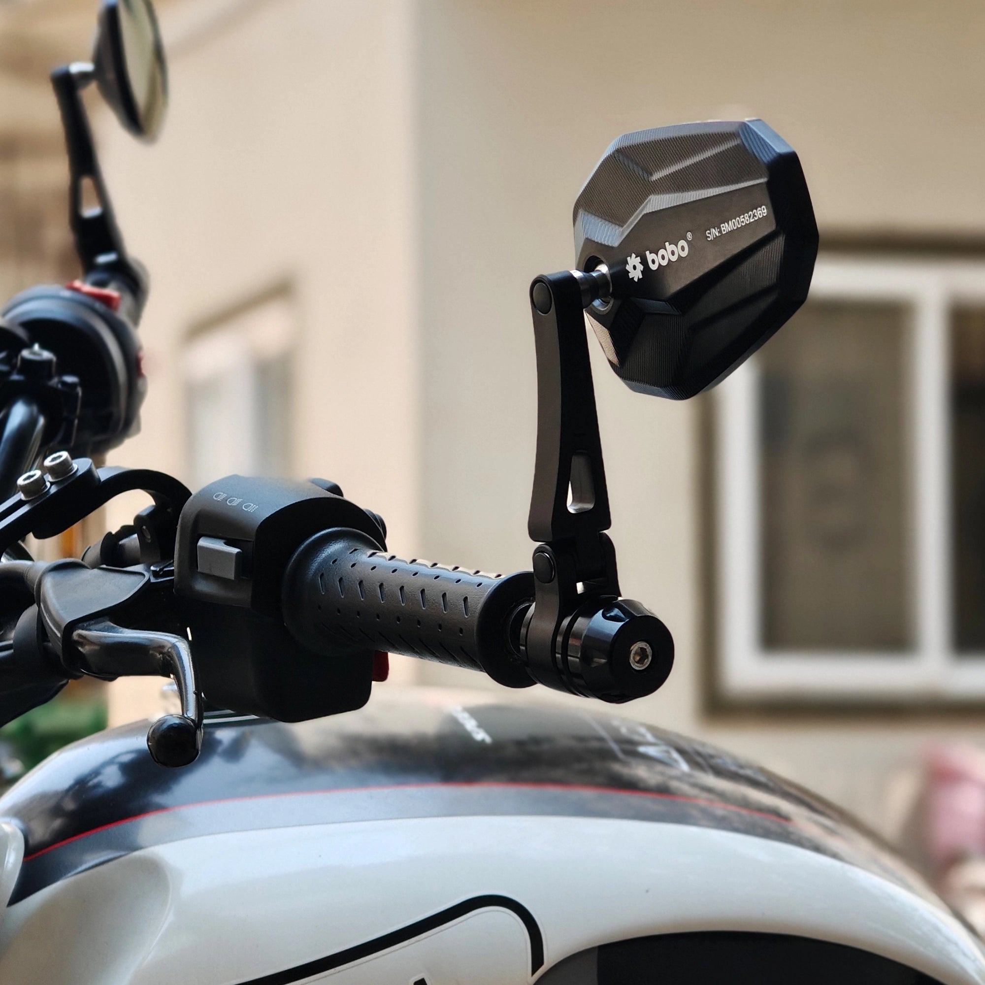 BOBO RM2-D premium motorcycle bar end mirror anti glare anti fog 360 degree adjustable rear view mirror bike