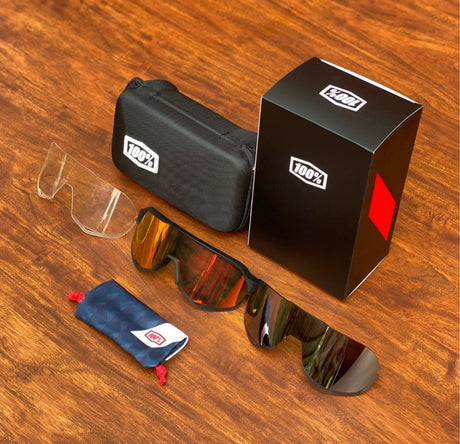 100% Aerocraft Performance Sport and Cycling Sunglasses Red Lens with 2 Extra Lenses UV400