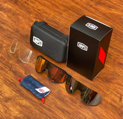 100% Aerocraft Performance Sport and Cycling Sunglasses Red Lens with 2 Extra Lenses UV400