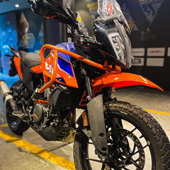 Hyperrider Flexi Mudguard for KTM Adventure 250 and 390 Black Orange White with Number Plate Relocator