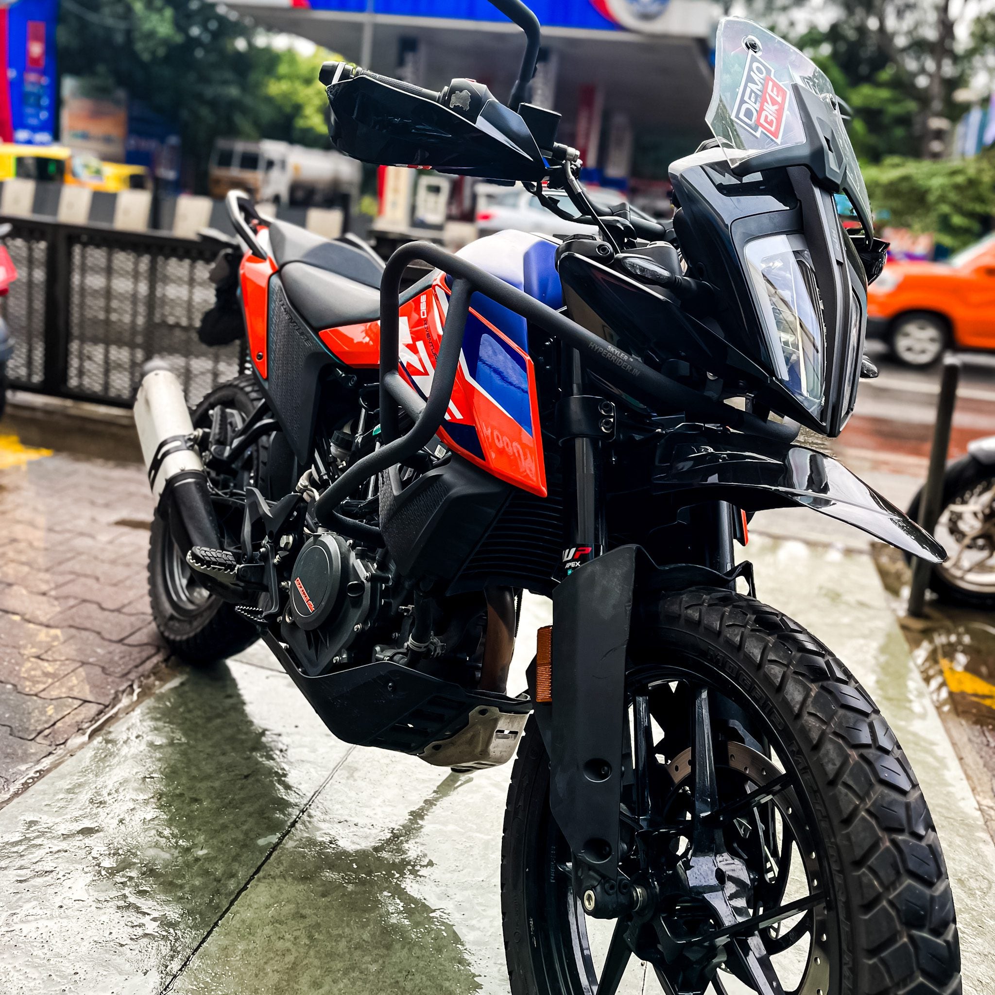 Hyperrider Flexi Mudguard for KTM Adventure 250 and 390 Black Orange White with Number Plate Relocator
