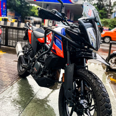 Hyperrider Flexi Mudguard for KTM Adventure 250 and 390 Black Orange White with Number Plate Relocator