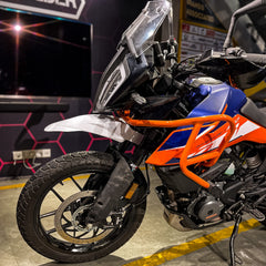 Hyperrider Flexi Mudguard for KTM Adventure 250 and 390 Black Orange White with Number Plate Relocator