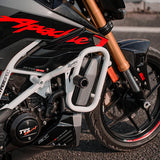 Legundary Custom Thanos Crash Guard with Slider White for TVS Apache RTR 310 Mild Steel Engine Protection Guard