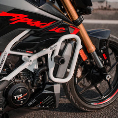 Legundary Custom Thanos Crash Guard with Slider White for TVS Apache RTR 310 Mild Steel Engine Protection Guard