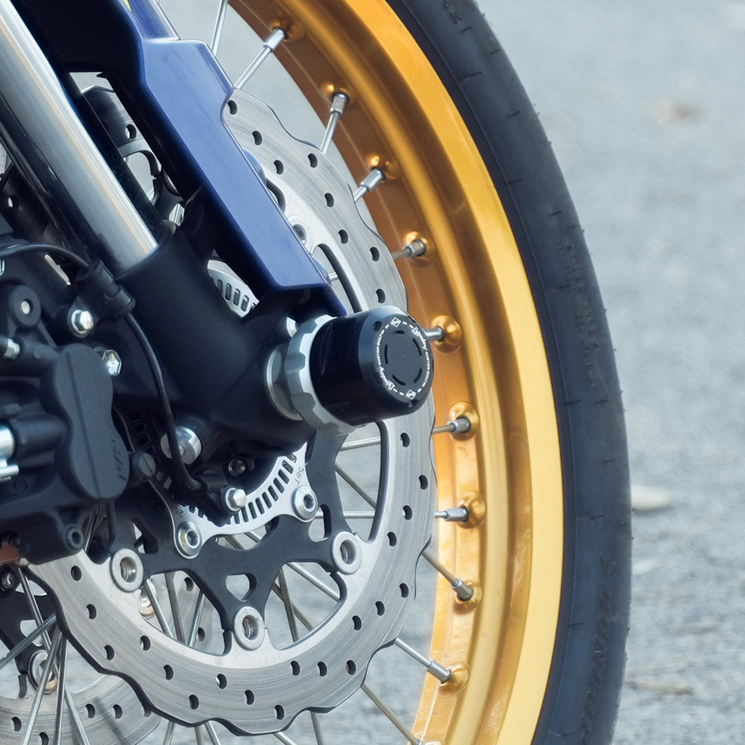 Legundary Custom Rotex Front Wheel Slider for Suzuki V-Strom 800DE CNC Aluminium Black Silver Fork Axle Protector