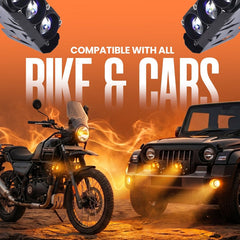 LGP DK300 Projector LED Fog Lamp Pair with Triple Lens Dual Color Yellow White Universal Motorcycle Auxiliary Driving Lights
