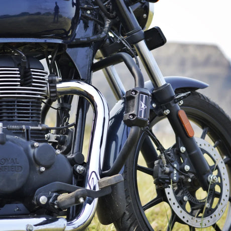 Auto Engina 27mm Crash Guard and Leg Guard for Royal Enfield Meteor 350 with Built-In Polyamide Sliders in Textured Black