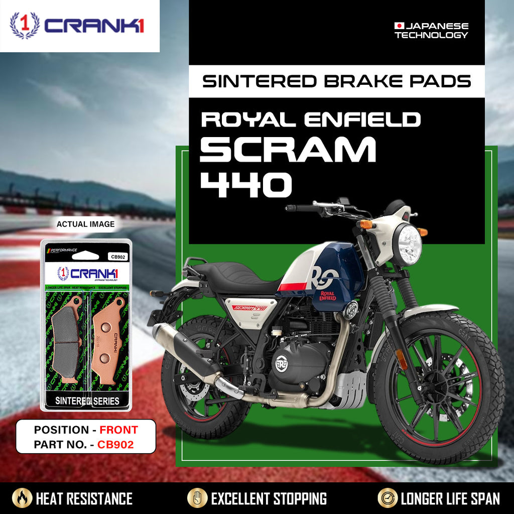 CRANK1 CB902 Sintered Front Brake Pads for Royal Enfield Scram 440, Bear 650, Himalayan 450, Interceptor 650 and KTM 390 Adventure