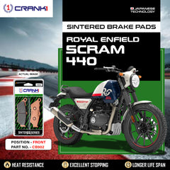 CRANK1 CB902 Sintered Front Brake Pads for Royal Enfield Scram 440, Bear 650, Himalayan 450, Interceptor 650 and KTM 390 Adventure