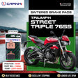 CRANK1 CB662 sintered rear brake pads for Triumph Street Triple 765S (2017-2020) high-performance motorcycle braking upgrade.