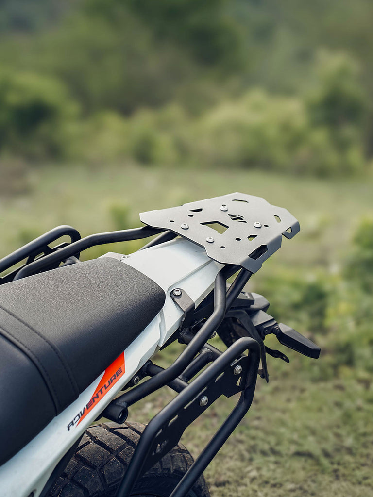 Legundary Custom KTM ADV 390 2025 gopher luggage carrier black mild steel rear rack touring support