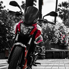 Hyperrider Type 1 windshield for Bajaj Dominar 250 and Dominar 400 aerodynamic touring windscreen in matte and glossy finish