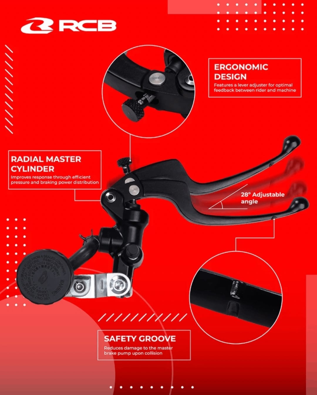 RCB S2 R106 black 14mm forged radial master cylinder LH 01BP027B RH 01BP028B