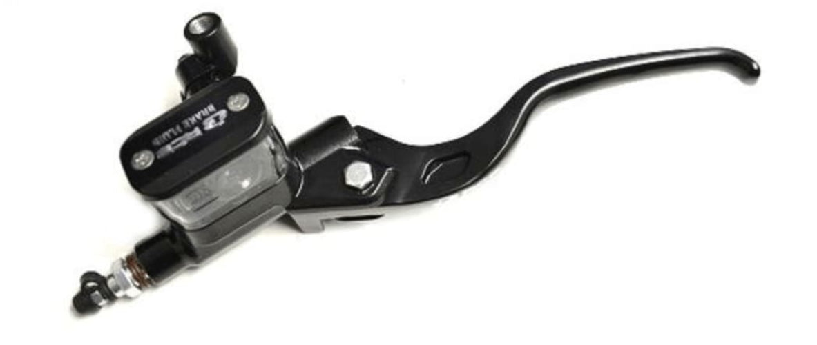 RCB E3 Series black 12.7mm left-hand hydraulic master cylinder with transparent reservoir, 01BP017B