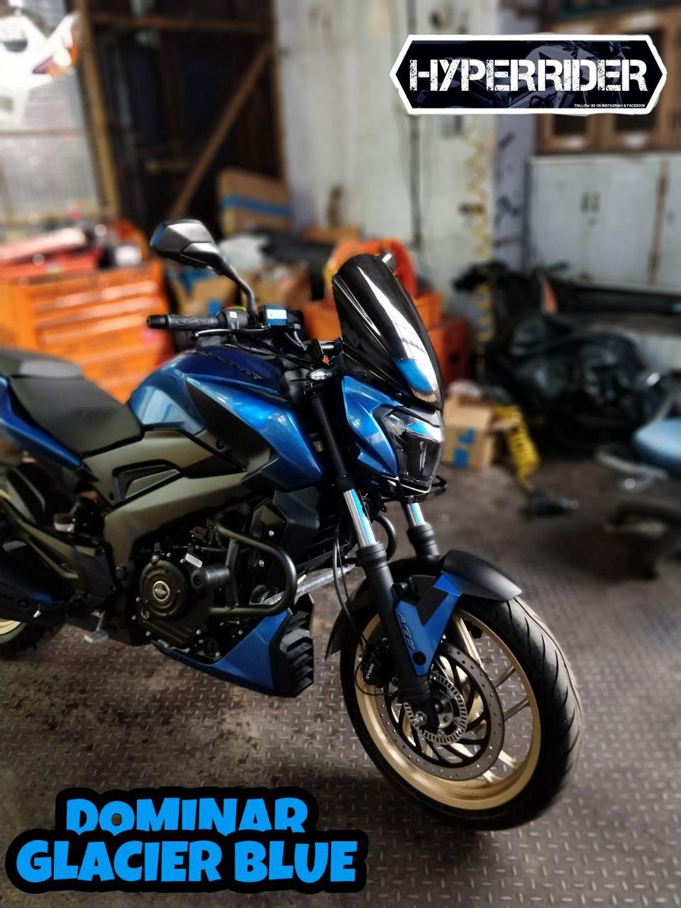 Hyperrider Type 1 windshield for Bajaj Dominar 250 and Dominar 400 aerodynamic touring windscreen in matte and glossy finish