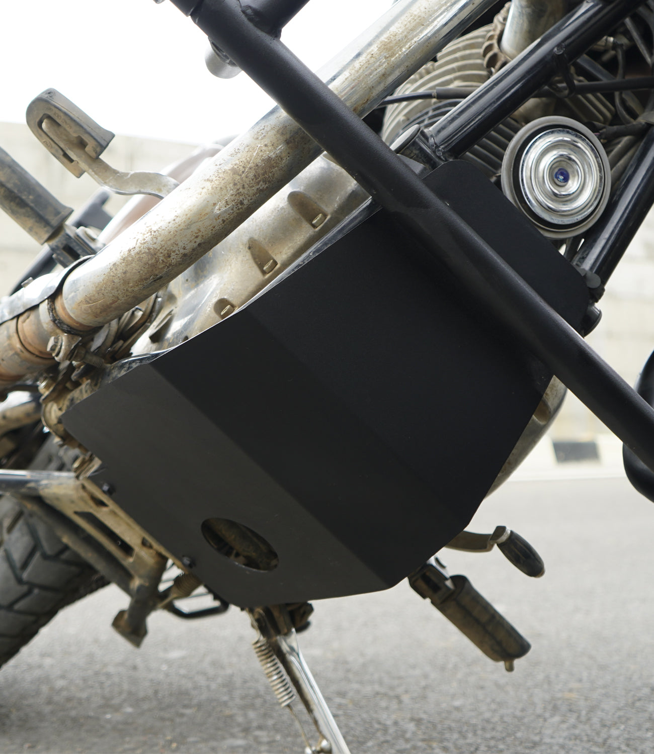 Moto Torque ESCORT heavy duty mild steel engine guard bash plate for motorcycle protection